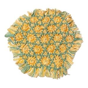 Vintage Handmade Floral Crochet Doily hot pad